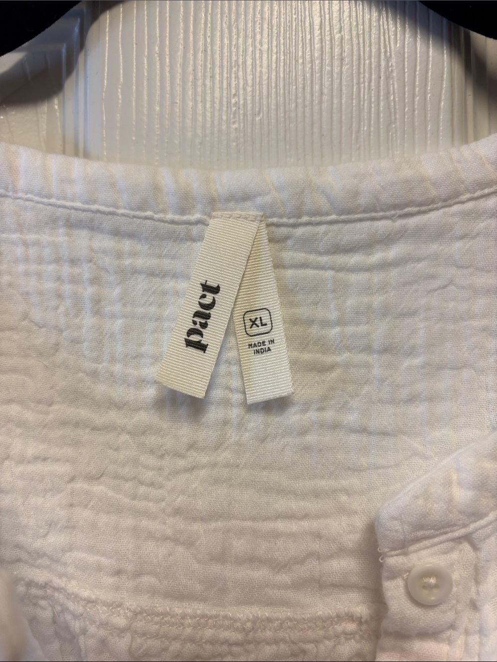 Pact Coastal Double Gauze Organic Cotton White XL - Picture 3 of 6
